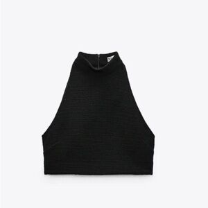 Zara Haltered Textured Crop Top